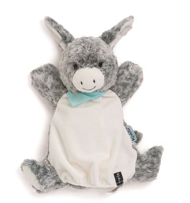  les amis baby comforter handpuppet régliss donkey grey white blue bandana 